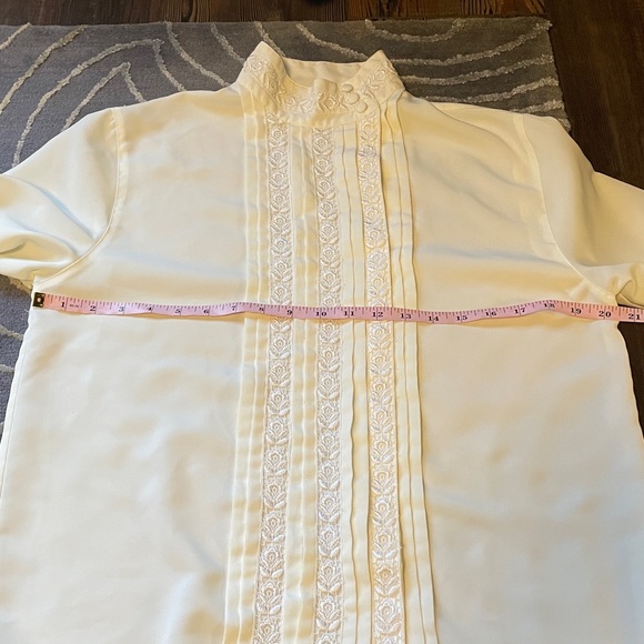Vintage Susan Hutton Edwardian Style Ivory Long Sleeve Button Down Floral Lace - Picture 6 of 7